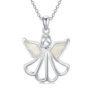 meiderbo guardian angel necklace 925 sterling silver opal angel wing pendant necklace angel jewelry gifts for women