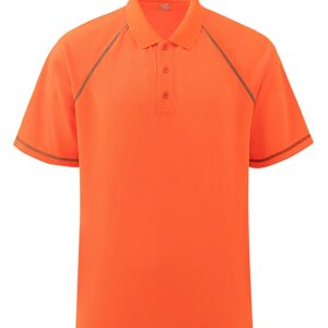 Corna Men's Short Sleeve Mesh Polo Shirts Moisture Wicking Performance Golf Polo(HI VIZ Orange,XXL)