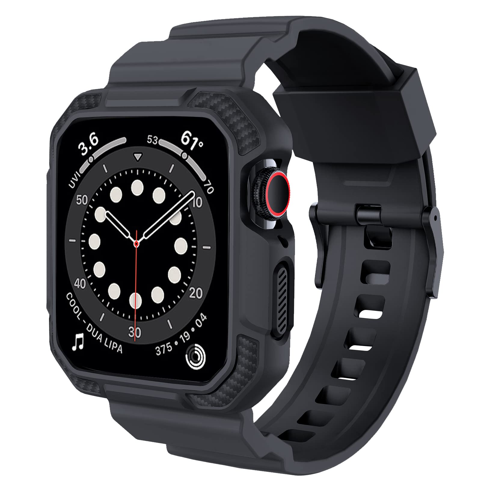 OROBAY Compatible with Apple Watch Band 45mm/44mm/42mm-Series 3/2/1 with Case, Shockproof Rugged Band Strap for iWatch SE2 SE Series 9/8/7/6/5/4/3/2/1 with Bumper Case Cover Men Women, Dark Gray