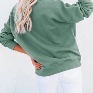 Minclouse Women's Casual Long sleeves Sweatshirt Tops Basic Loose Fit Mock Turtleneck Lightweight Tunic Pullover With Pocket (Mint,Large,Adult,Female,US,Alpha,Large,Regular,Regular)