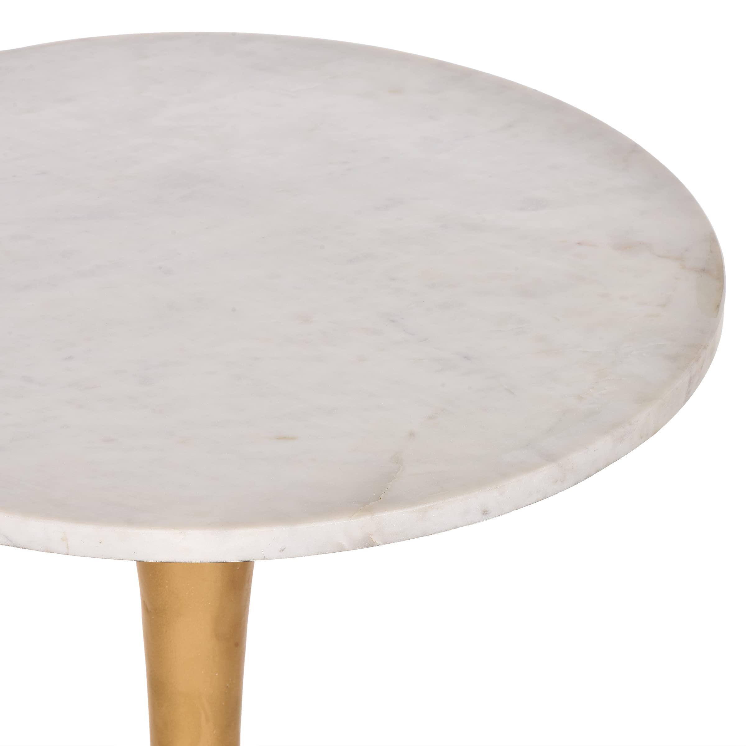 Carolina Chair & Table AMT1924-AGWHT Ilia Marble Top Accent Table, White/Antique Gold