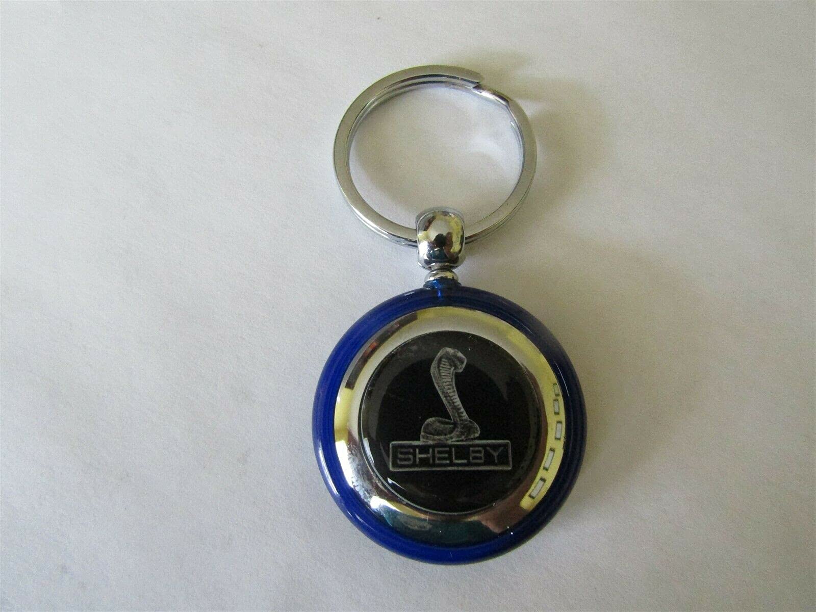 SHELBY COBRA SNAKE LOGO WITH EMBLEM ROUND PLASTIC KEYCHAIN - BLUE