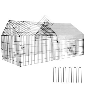 chicken coop run cage upgrade 86.6"×40"×38" metal chicken fence pen pet playpen enclosures with protection cover&ground nail,cage indoor outdoor yard for small animals cat hen duck rabbit