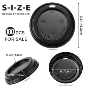 CZWESTC 100 Pcs Black Dome Lids for 12, 16, 20, 22 Oz Lids for Takeout Coffee Cups, Hot Cup Lid Disposable Paper Cup Lids 12-22 Ounce for Hot/Cold Beverage