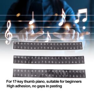 17 Key Thumb Piano Stickers 3Pcs Keys Stickers Staff Labels Button Musical Note Decoration for Beginners and Kids(black)