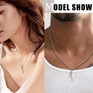 Lucky Italian Horn Pendant Necklace 18K White Gold Over 925 Sterling Silver Cornicello Horn Talisman Necklace Protection Amulet Jewelry for Women Sisters Best Friends Gift FP0061W