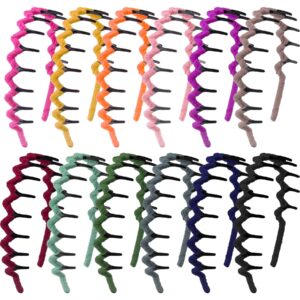 duufin 12 pieces zigzag headbands with teeth headbands plastic sharks tooth headband wave teeth comb headbands non-slip colorful zig zag headbands for girls and women