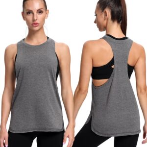 Ullnoy Workout Tank Tops for Women Crewneck Running Muscle Tanks Loose Lightweight Sleeveless Gym Yoga Sport Shirts-5 Pack Black/Light Gray/White/Purple/Blue S