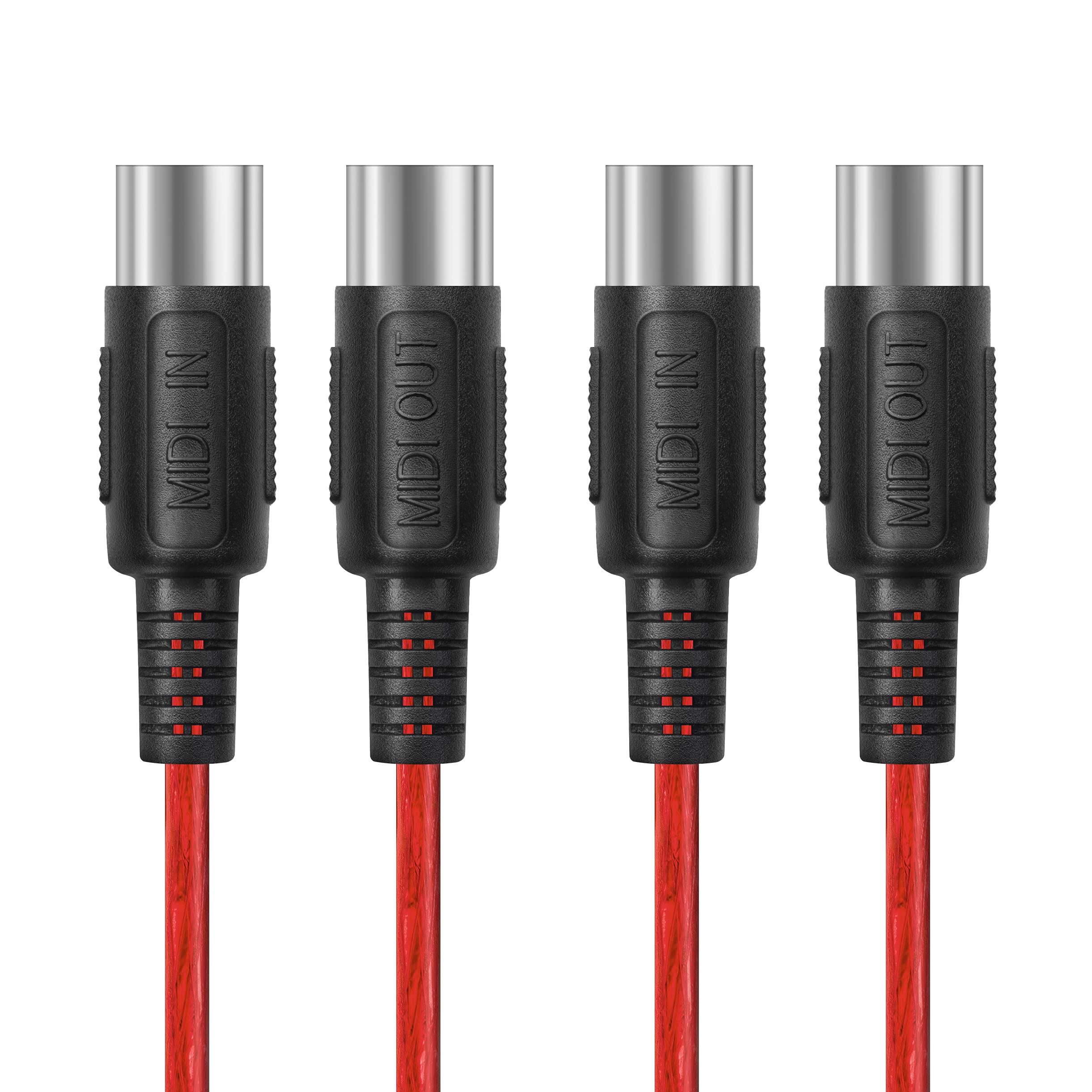 FORE 3.3 Feet 2-Pack Male to Male 5-Pin DIN MIDI Cable Compatible with MIDI Keyboard/Synthesizer/Guitar Multi Effects/Audio Interface/Audio Mixer/Auido Amplifier/External Sound Card/Red