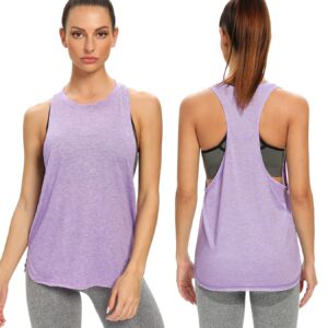 Ullnoy Workout Tank Tops for Women Crewneck Running Muscle Tanks Loose Lightweight Sleeveless Gym Yoga Sport Shirts-5 Pack Black/Light Gray/White/Purple/Blue S