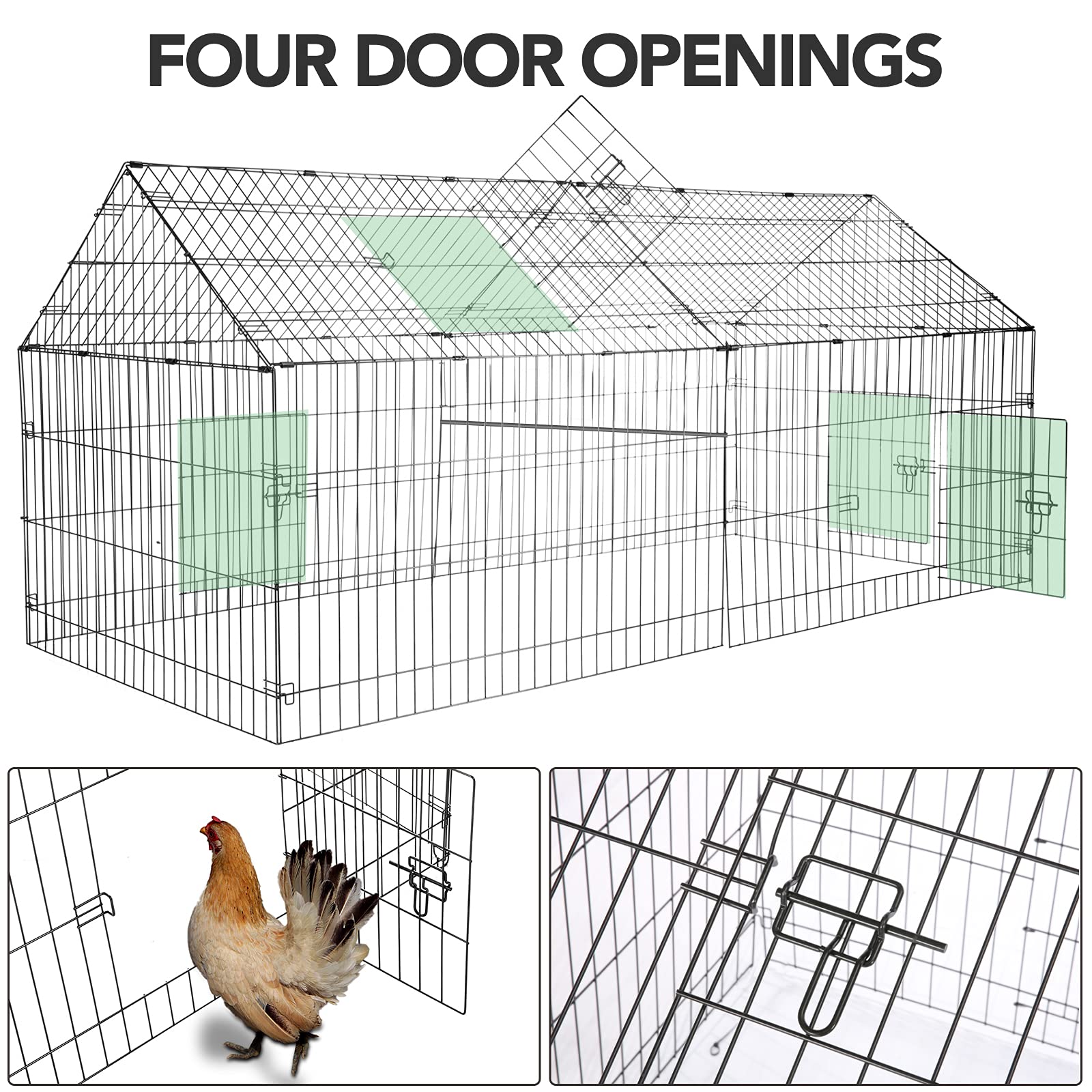 Chicken Coop Run Cage Upgrade 86.6"×40"×38" Metal Chicken Fence Pen Pet Playpen Enclosures with Protection Cover&Ground Nail,Cage Indoor Outdoor Yard for Small Animals Cat Hen Duck Rabbit