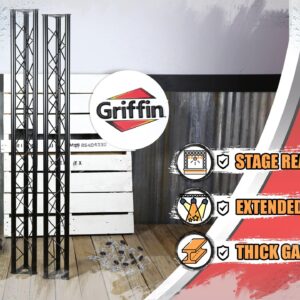 DJ Triangle Truss Extension Lighting System by GRIFFIN | Mounts on your Speaker Stands | Trussing Stage Kit for Smoke Machines & Dance Can Lights | C Clamps Mounting Brackets & Platform Hardware Set