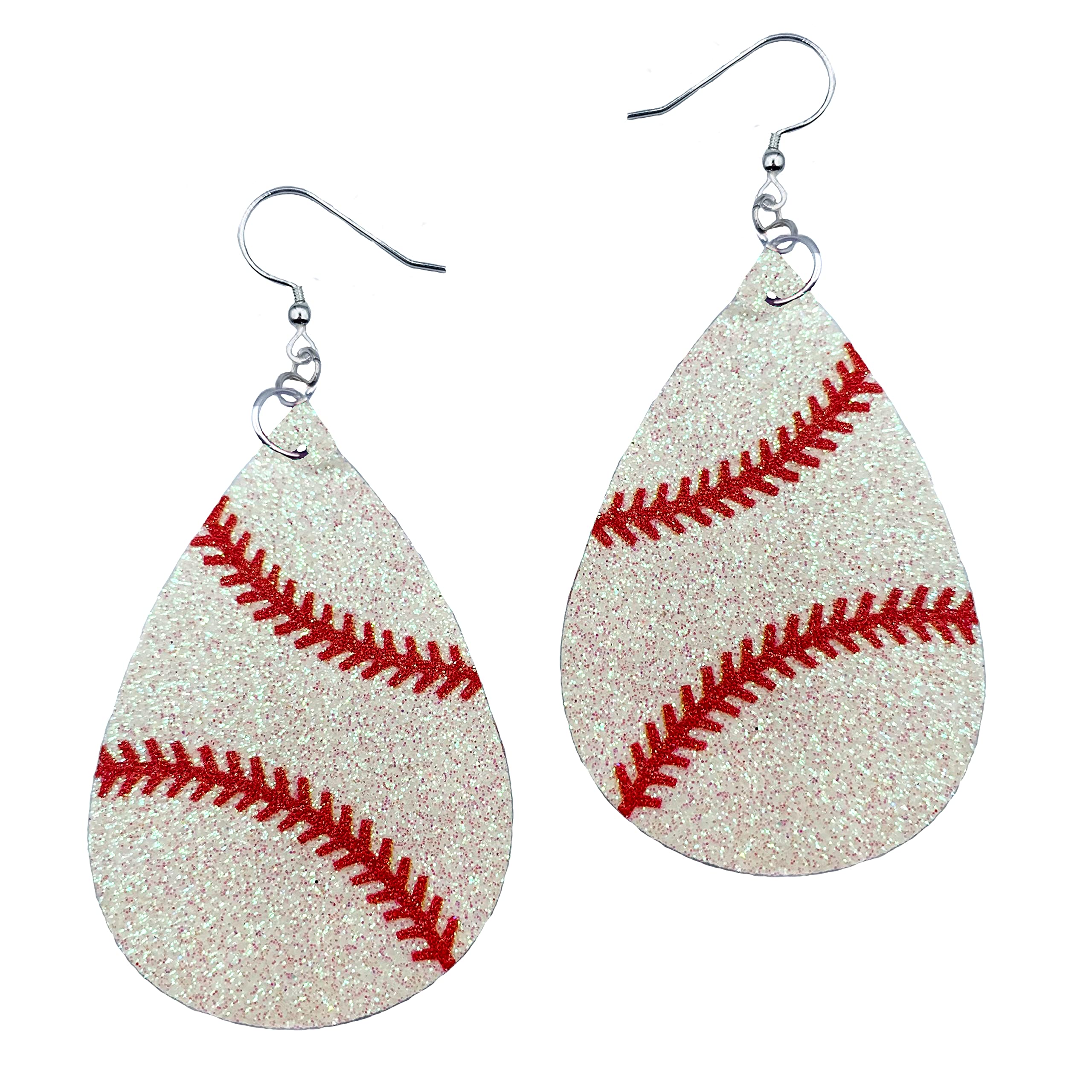 Baseball Earrings for Women - Baseball Jewelry - Baseball Mom Accessories - Baseball Stuff (Snowy White)