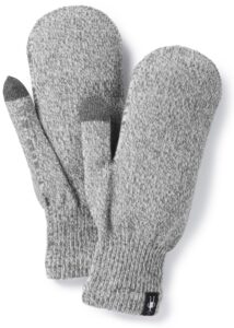 smartwool knit mitt | merino wool touchscreen winter mitts for men and women, light gray heather, medium