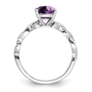 IceCarats 925 Sterling Silver Purple Amethyst Diamond Ring Gemstone Band February Birthstone Jewelry Size 6