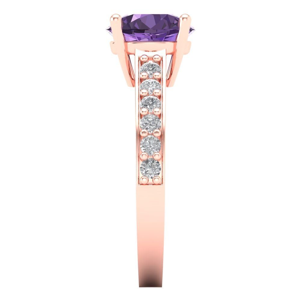 Clara Pucci 2.25 ct Round Cut Solitaire with accent VVS1 Alexandrite Designer Anniversary Bridal Engagement Ring 14k Rose Gold 8