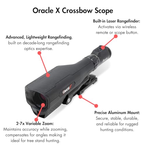 Burris Optics Oracle X Rangefinder Crossbow Scope, Built in Range Finder Measures Exact Distance, Calculates Perfect Aim/Drop Point, Adaptable Right or Left Handed Mount,Matte Black,One Size