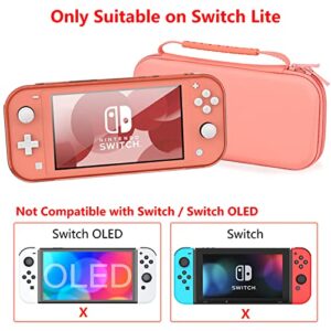 HEYSTOP Case Compatible for Nintendo Switch Lite, Protective Cover for Switch Lite, Screen Protector Case Compatible for Switch Lite with Thumb Grip -Pink, Pink, Protective Storage Bag, Pink, Fashion.