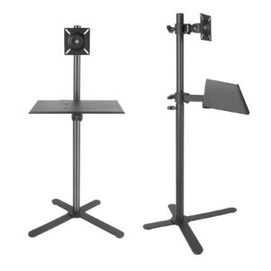 Monitor Arms & Monitor Stands Floor-standing Monitor Stand 12"-27" Movable Single Monitor Stand Mount Height-adjustable Monitor Stand with Keyboard Bracket, Holds Up to 44lbs Adjustable Arms Monitor M