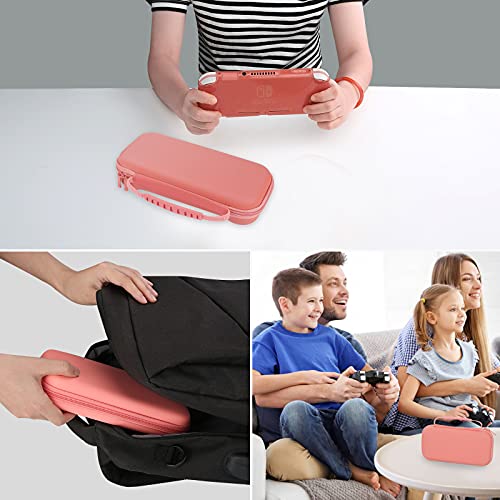 HEYSTOP Case Compatible for Nintendo Switch Lite, Protective Cover for Switch Lite, Screen Protector Case Compatible for Switch Lite with Thumb Grip -Pink, Pink, Protective Storage Bag, Pink, Fashion.