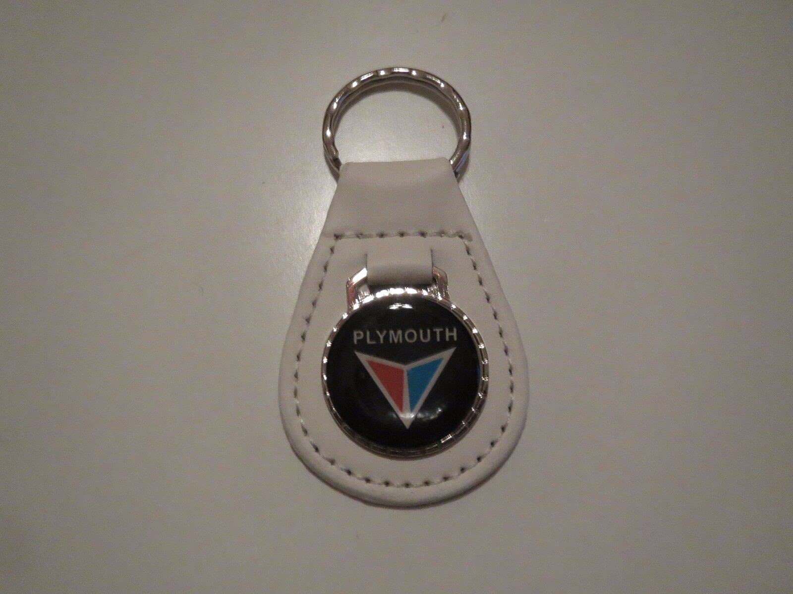 1960's BELVEDERE SAVOY PLAZA FURY VIP VALIANT BLUE & RED LOGO LEATHER KEYCHAIN - WHITE