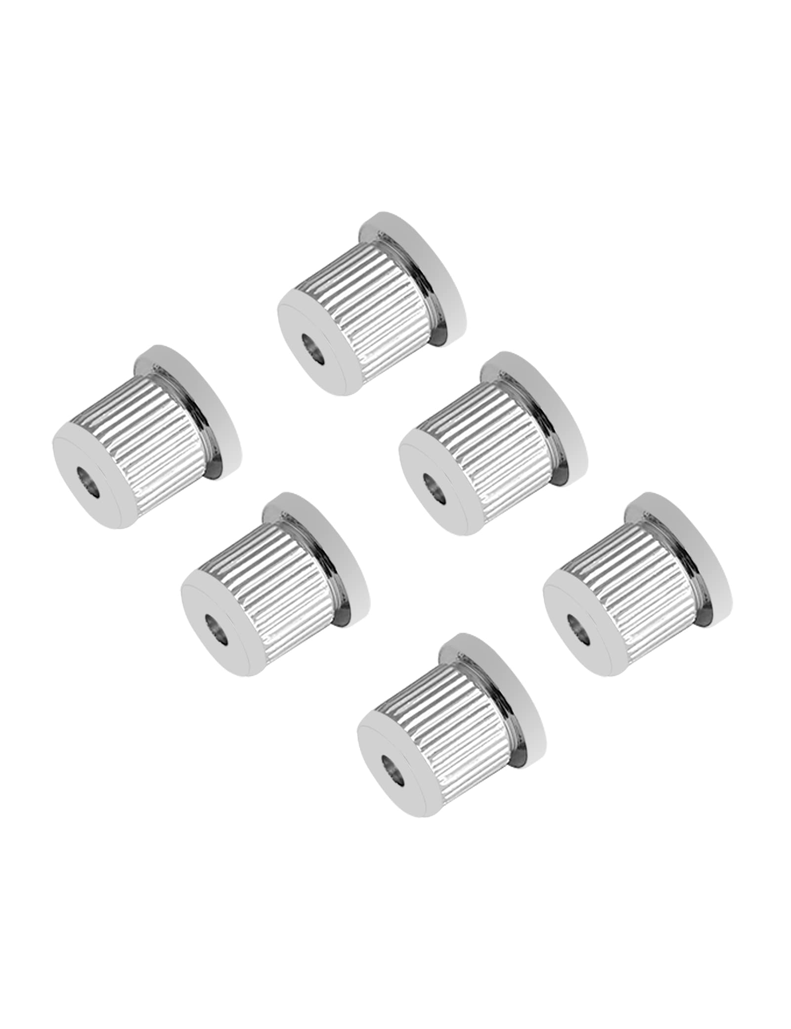 Bogart Guitar String Ferrules String Through Body Rear Mount Bushings String Caps for Fender Strat Tele Style Electric Guitar Chrome Set of 6Pcs.