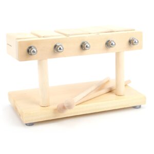 Wood Percussion Block Maple Percussion Rhythm Clapper 5 Tones with Hammer for Temples Yoga Preschool Education Venues