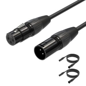 yinker xlr microphone cable male to female 5 feet 2 pack, 3 pin xlr male to female mic cord, oxygen-free copper(ofc) for audio and sound equipments