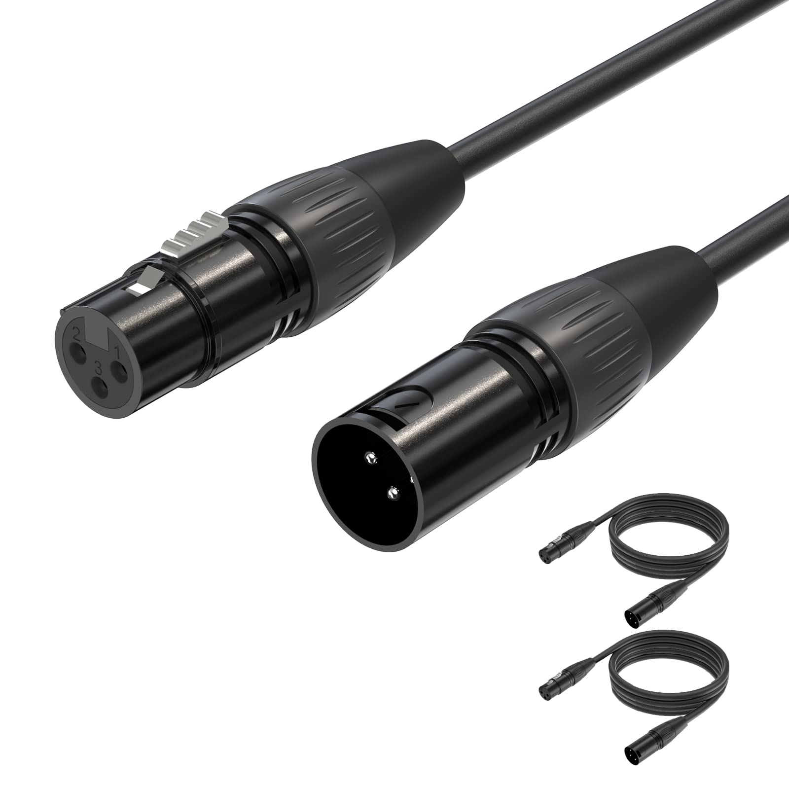 Yinker XLR Microphone Cable Male to Female 5 Feet 2 Pack, 3 Pin XLR Male to Female Mic Cord, Oxygen-Free Copper(OFC) for Audio and Sound Equipments