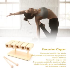 Wood Percussion Block Maple Percussion Rhythm Clapper 5 Tones with Hammer for Temples Yoga Preschool Education Venues