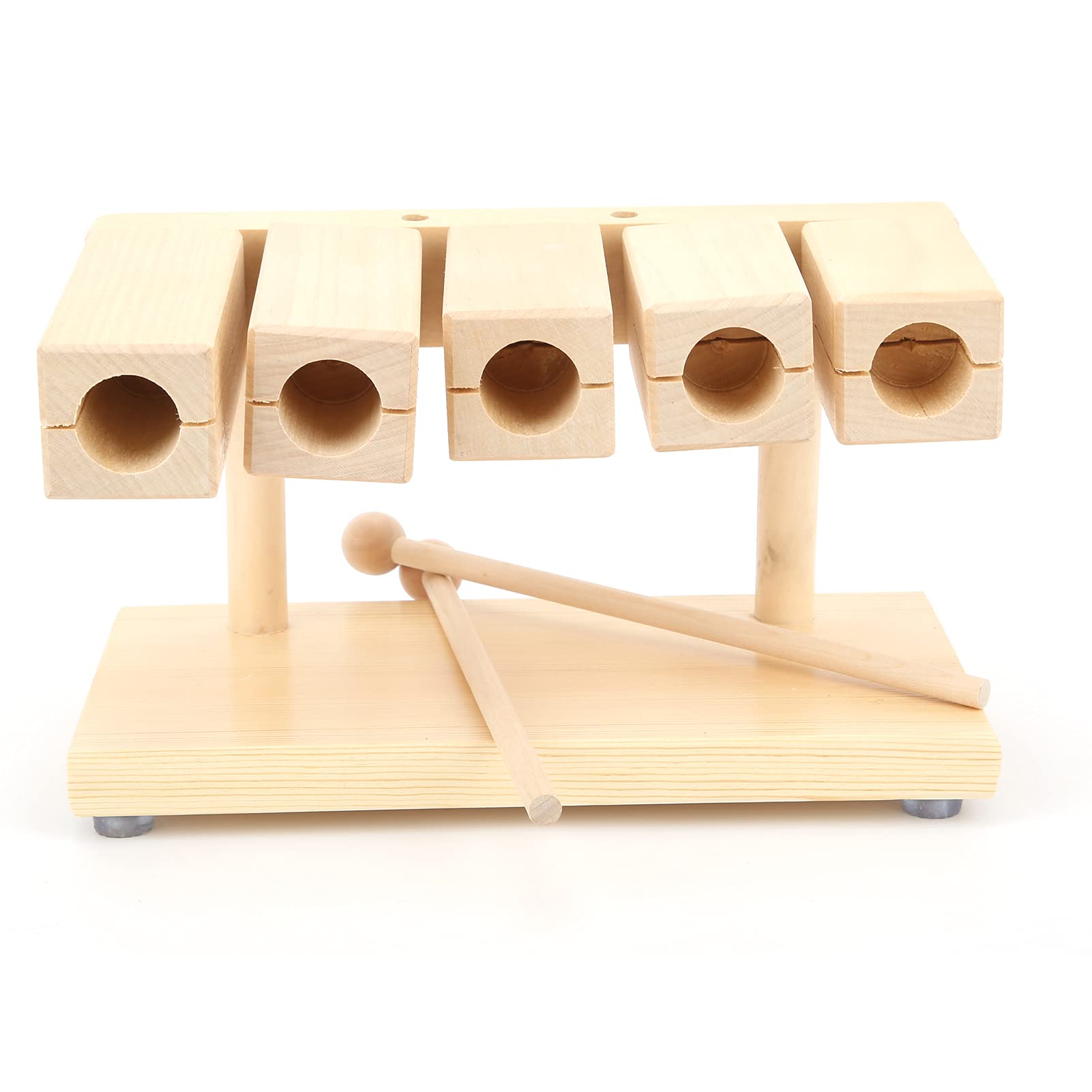 Wood Percussion Block Maple Percussion Rhythm Clapper 5 Tones with Hammer for Temples Yoga Preschool Education Venues