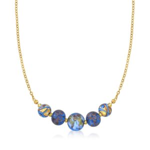 ross-simons italian multicolored murano glass bead necklace in 18kt yellow gold over sterling. 18 inches