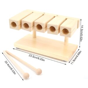 Wood Percussion Block Maple Percussion Rhythm Clapper 5 Tones with Hammer for Temples Yoga Preschool Education Venues