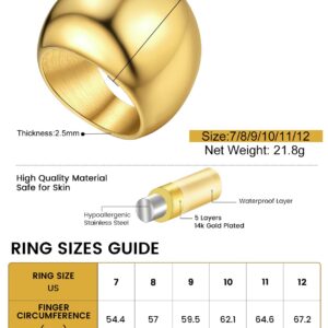 GOLDCHIC JEWELRY Gold Statement Ring for Women, 23mm Oversized Chunky Dome Rings Thick Cocktail Rings Size 7