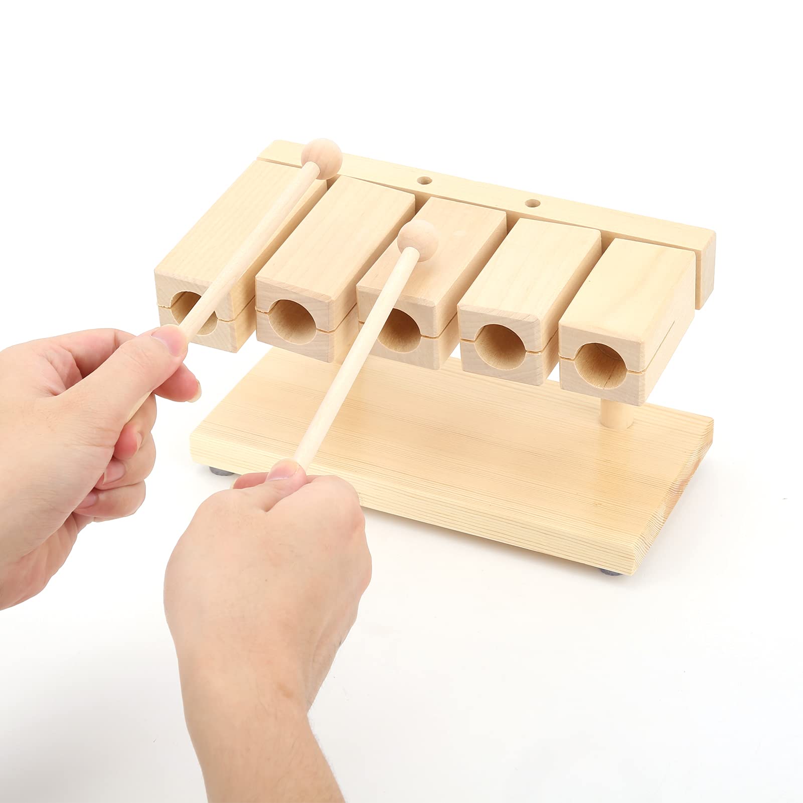 Wood Percussion Block Maple Percussion Rhythm Clapper 5 Tones with Hammer for Temples Yoga Preschool Education Venues