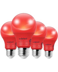 edishine 4 pack red light bulbs, a19 led light bulb 60w equivalent, e26 medium base, 9w, red lights for bedroom, christmas decoration, porch, garden, home lighting, non-dimmable, etl listed