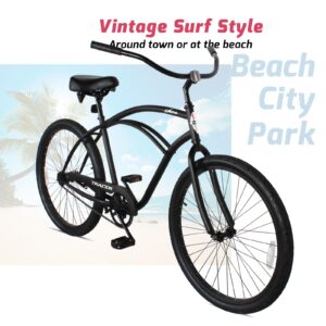 Tracer ACE 26" Beach Cruiser Bike Adult, 26 Inch Wheels, Steel Step Over or Step Through Steel Frame, Coaster Brake, Hybrid Bike, 1 Speed, Complete Cruiser, Matte Black(Male, M)