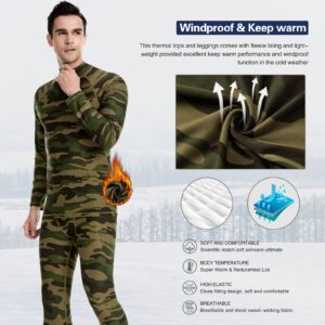 MeetHoo Men's Compression Base Layers Long Johns Winter Gear with Fleece Lined for Skiing, Camo, XX-Large