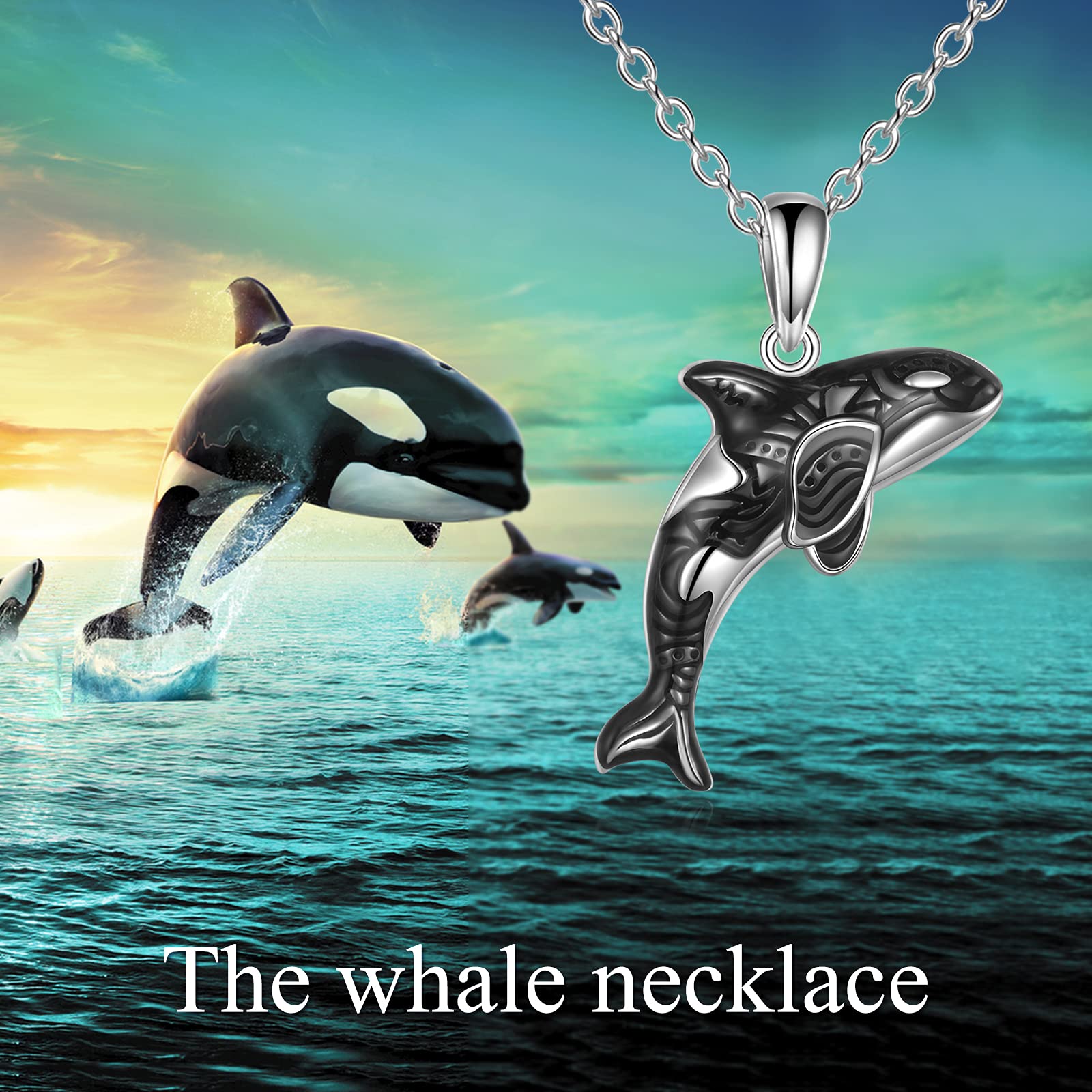 POPLYKE Sterling Silver Ocean Animal Killer Whale Necklace for Women Men Birthday jewelry Gifts