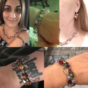 Orglace Classic Ladies Bracelet,Simulated Birthstone,Created Garnet Amethyst Morganite Peridot,White Cubic Zirconia for Women