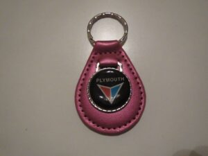 1960's belvedere savoy plaza fury vip valiant blue & red logo leather keychain - magenta