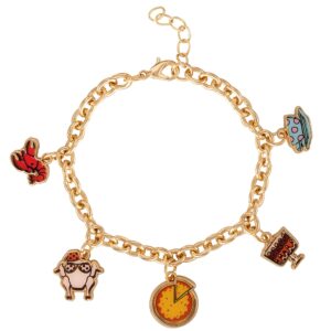 friends tv show fashion charm bracelet, 5 charms, 7" + 1" extender