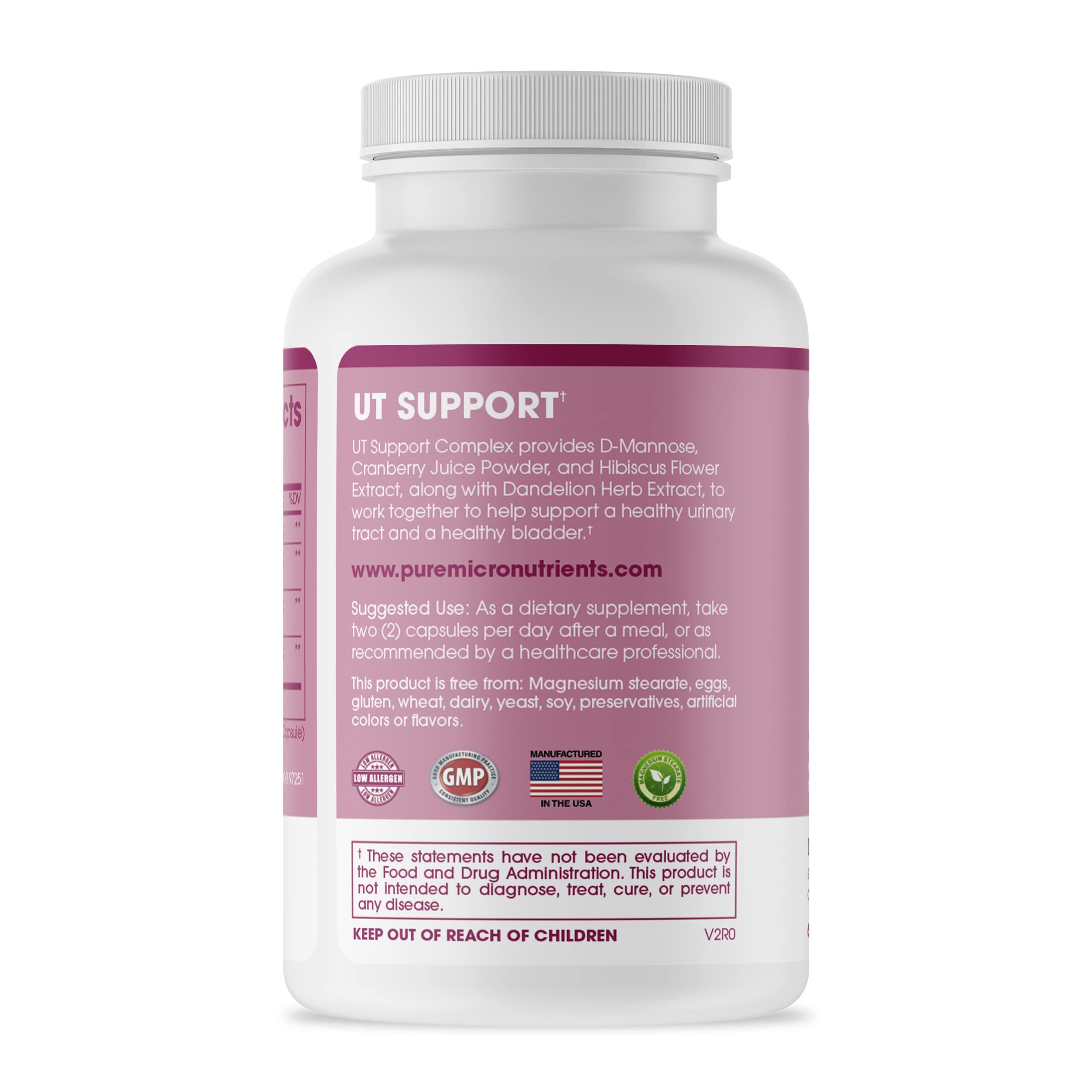 Pure D Mannose Capsules 1000mg - Fast Acting UTI Support - Urinary Tract Cleanse & Bladder Health - Cranberry, D-Mannose, Dandelion, Hibiscus Flower - 60 Veggie Caps