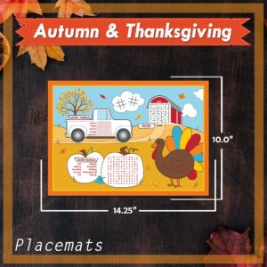 Creative Converting Thanksgiving Placemats and Table Cover Party Bundle | 8 Count Kids Coloring Activity Bundle for Table at Family Dinners