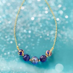 Ross-Simons Italian Multicolored Murano Glass Bead Necklace in 18kt Yellow Gold Over Sterling. 18 inches