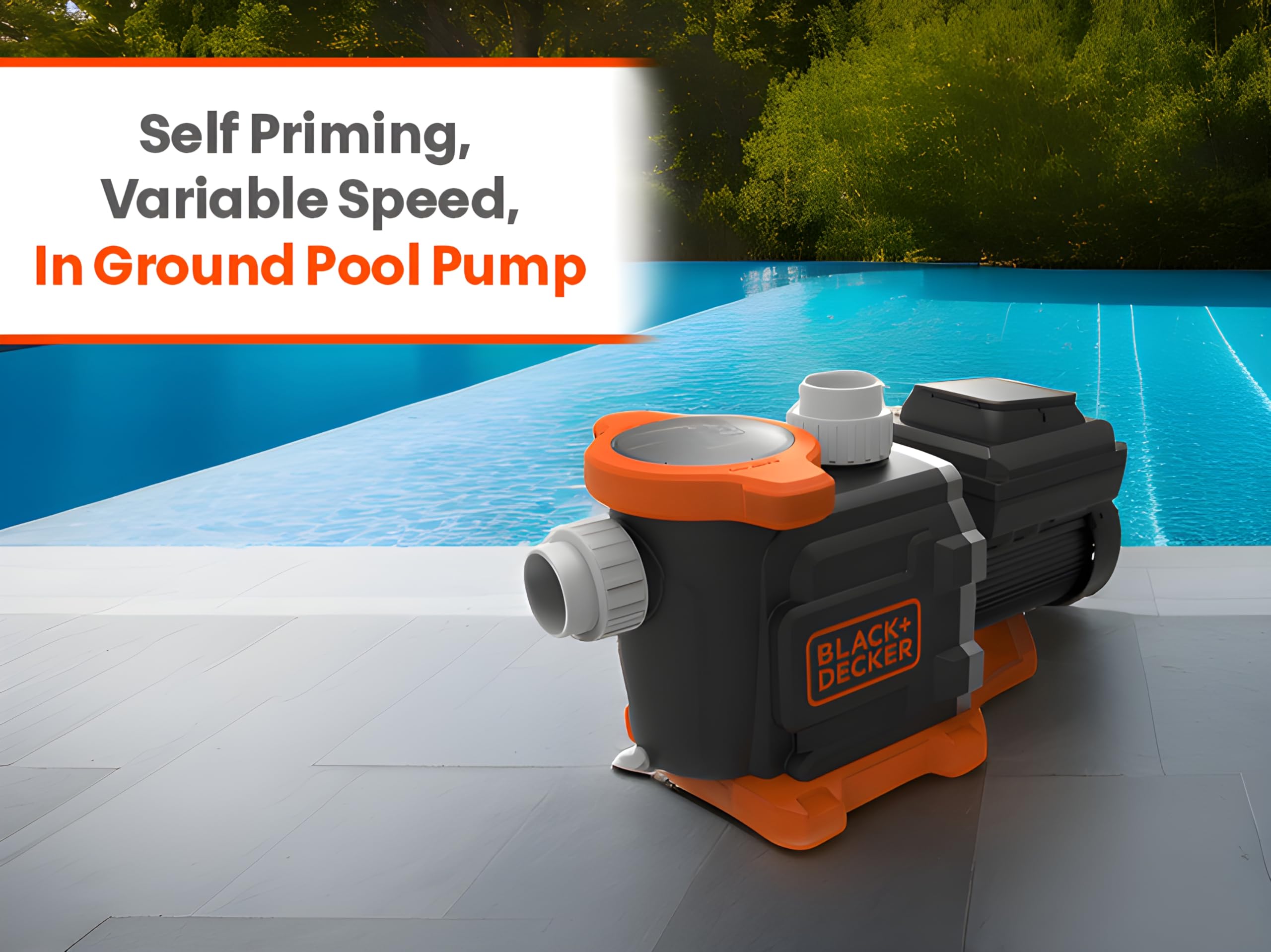 BLACK+DECKER Variable Speed Pool Pump Inground with Filter Basket and Easy Programmable Touch Pad Interface, 3 HP