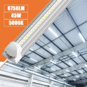 ONLYLUX 4ft led Shop Light - 45W 6750lm 5000K 4 Foot V Shape Integrated T8 led Lights,Linkable Shop Lights 48" T8 Garage Lights 8 Pack