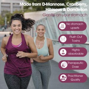 Pure D Mannose Capsules 1000mg - Fast Acting UTI Support - Urinary Tract Cleanse & Bladder Health - Cranberry, D-Mannose, Dandelion, Hibiscus Flower - 60 Veggie Caps