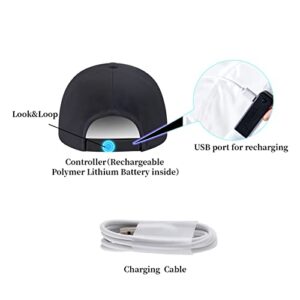 lumisonata LED Cap Fiber Optic Hat EDM Baseball Caps Light Up 7 Colors Glowing Flash USB Charging Hats Rave Accessories for Party (Black)