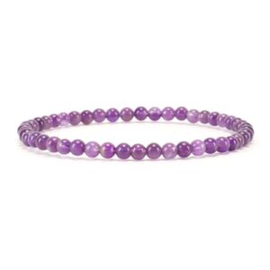 Cherry Tree Collection - Small, Medium, Large Sizes - Gemstone Beaded Bracelets For Women and Men - 4mm Round Beads (Amethyst - Small)